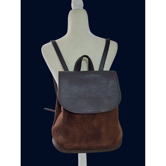 Coach Vintage Berkeley Brown Suede Leather Mix Convert Backpack Bag 9016